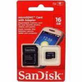 Cartão De Memória Sandisk 16GB C/ Adaptador