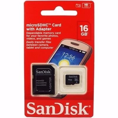 Cartão De Memória Sandisk 16GB C/ Adaptador
